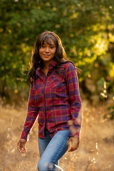 Women's Every Day Flannel Shirt- RK Plum Red