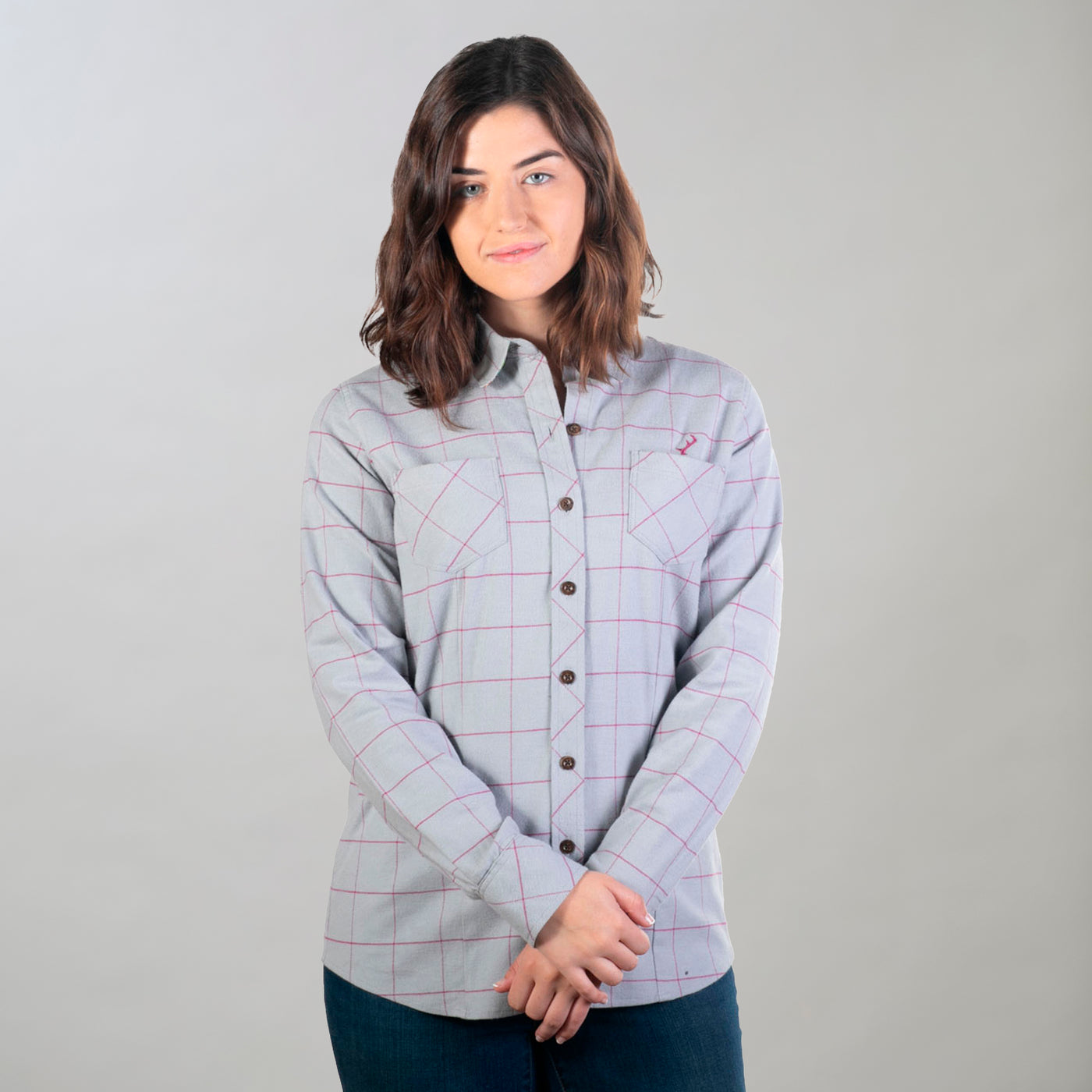 Women's Every Day Stretch Flannel Shirt- Huckleberry Grey