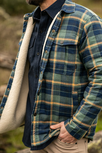 Men's Northwood Sherpa Insulated Flannel Jacket- Boulder Blue Heather