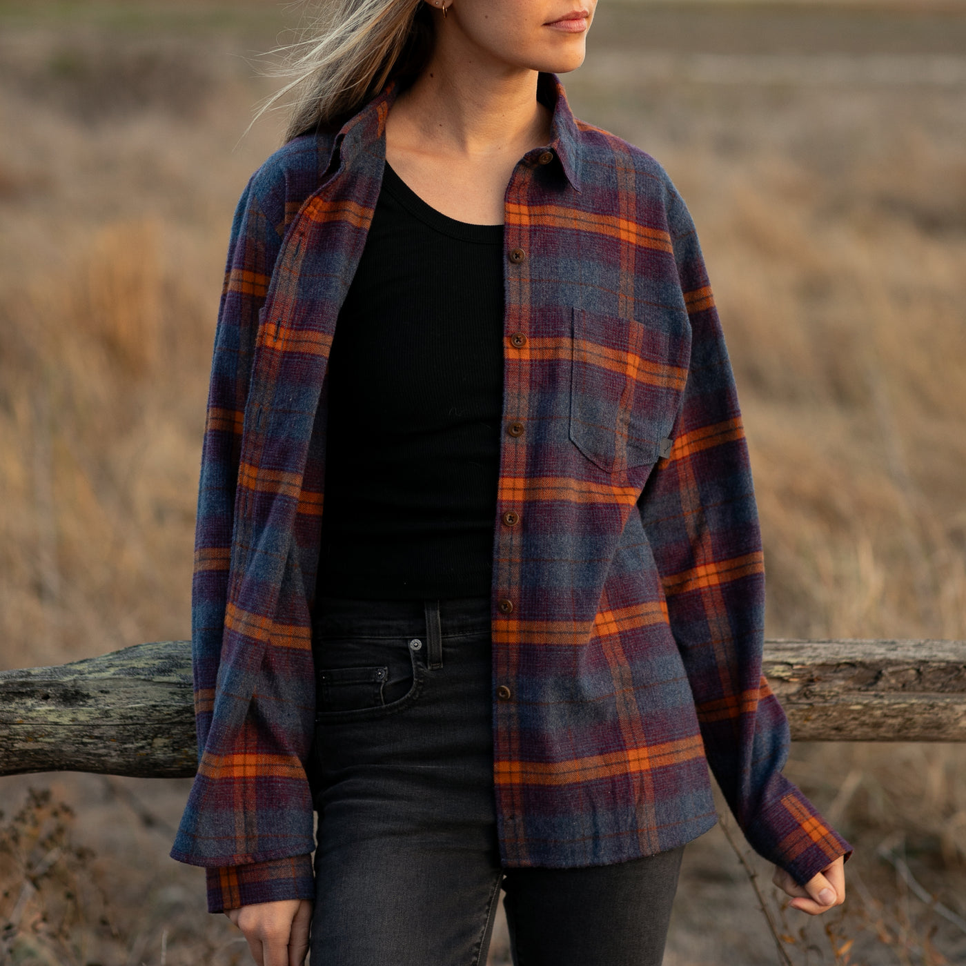 Women's Relaxed Every Day Flannel Shirt- Portsmouth Blue Heather