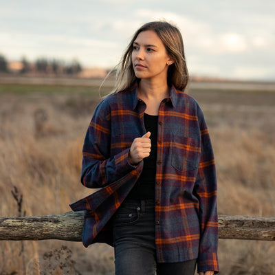 Women's Relaxed Every Day Flannel Shirt- Portsmouth Blue Heather