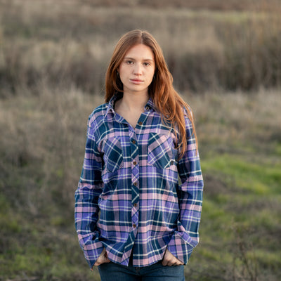 Women's Every Day Flannel Shirt- Blackberry Purple