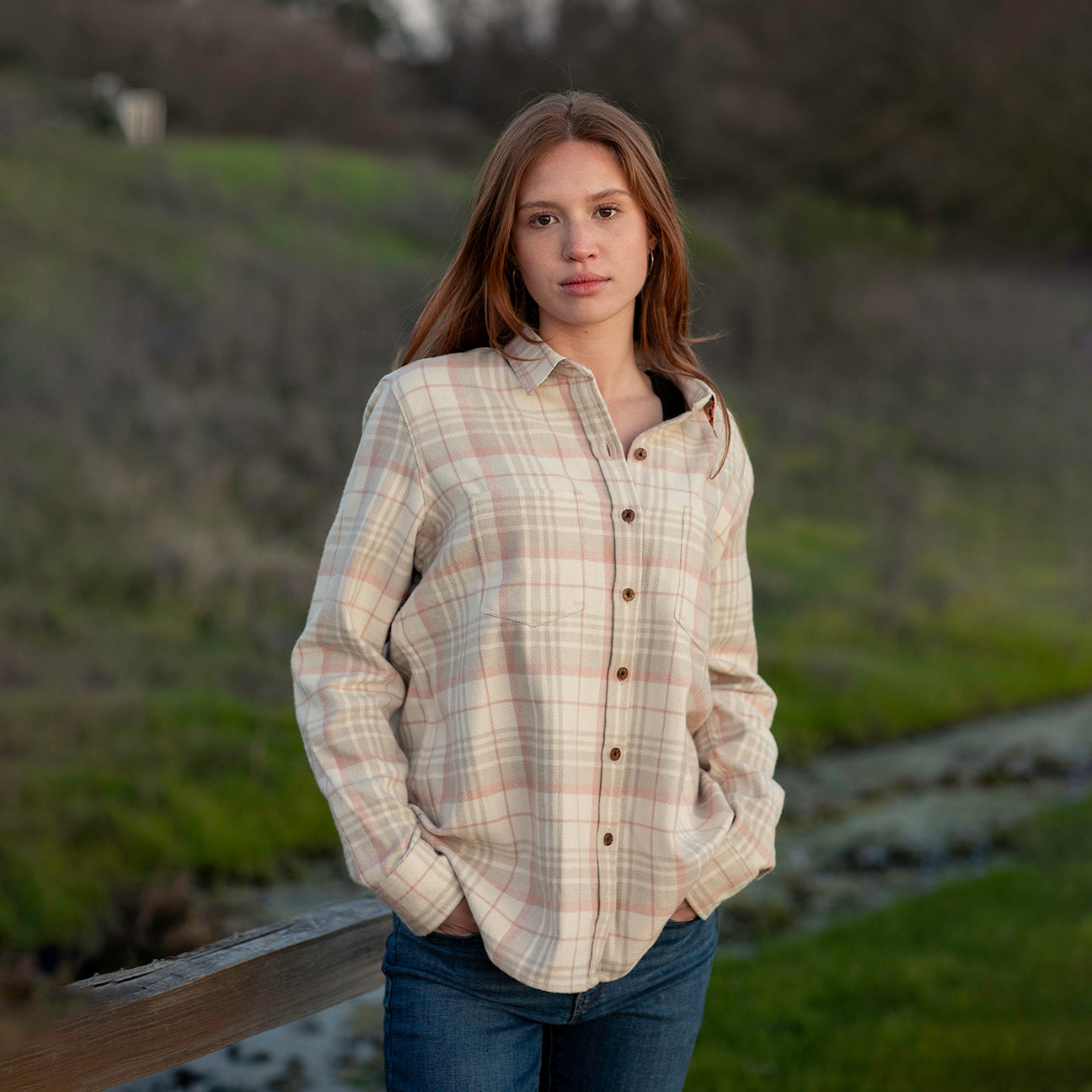 Women's Relaxed Every Day Elite Flannel Shirt- Lighthouse White