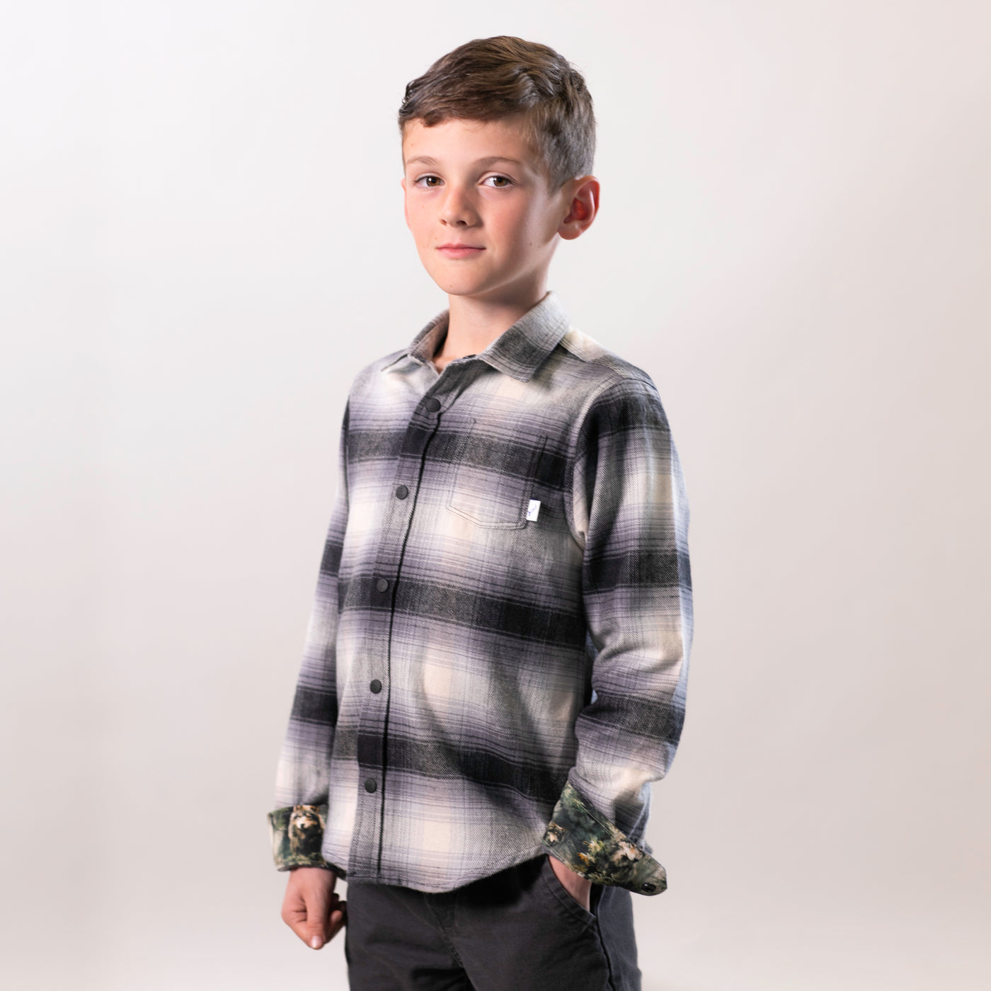 Toddler Cubs Flannel Shirt- Sterling Grey Heather