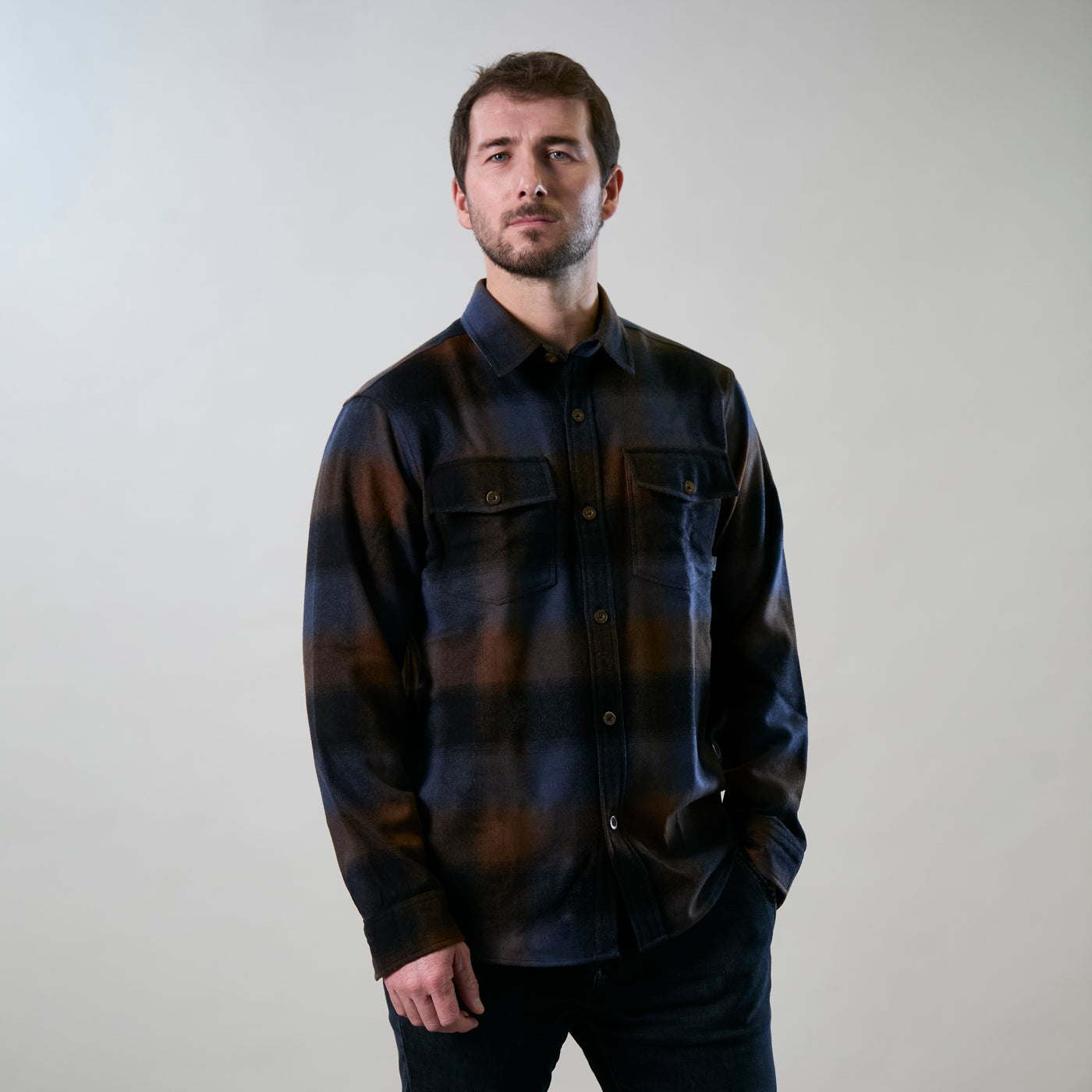 Men's Workhorse Wool Flannel Shirt- Tundra Brown