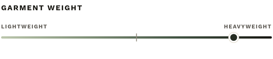 Garment weight slider set closer to heavyweight than lightweight.