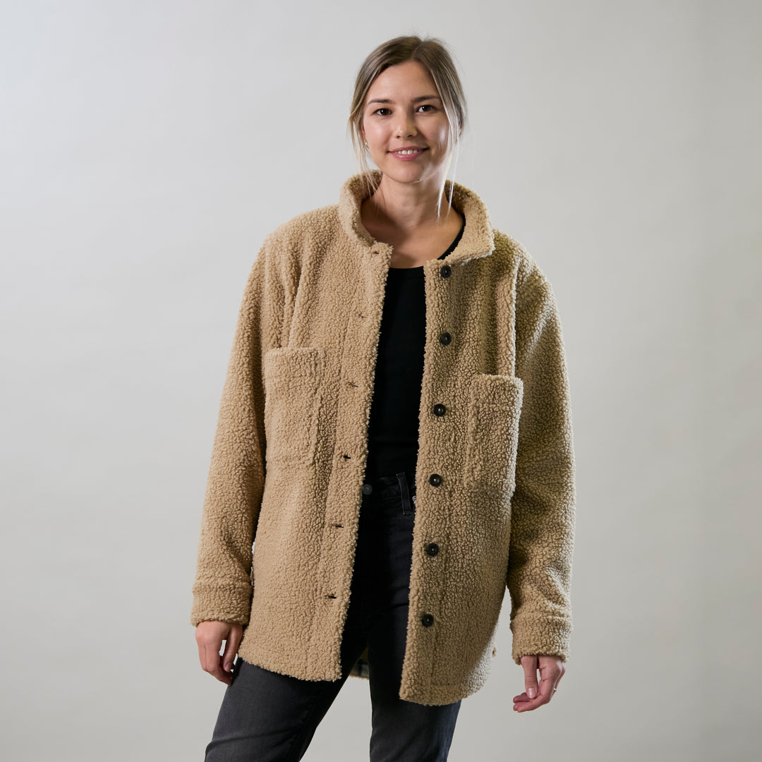 Women's Headlands Sherpa Shacket – Almond Tan – Pladra