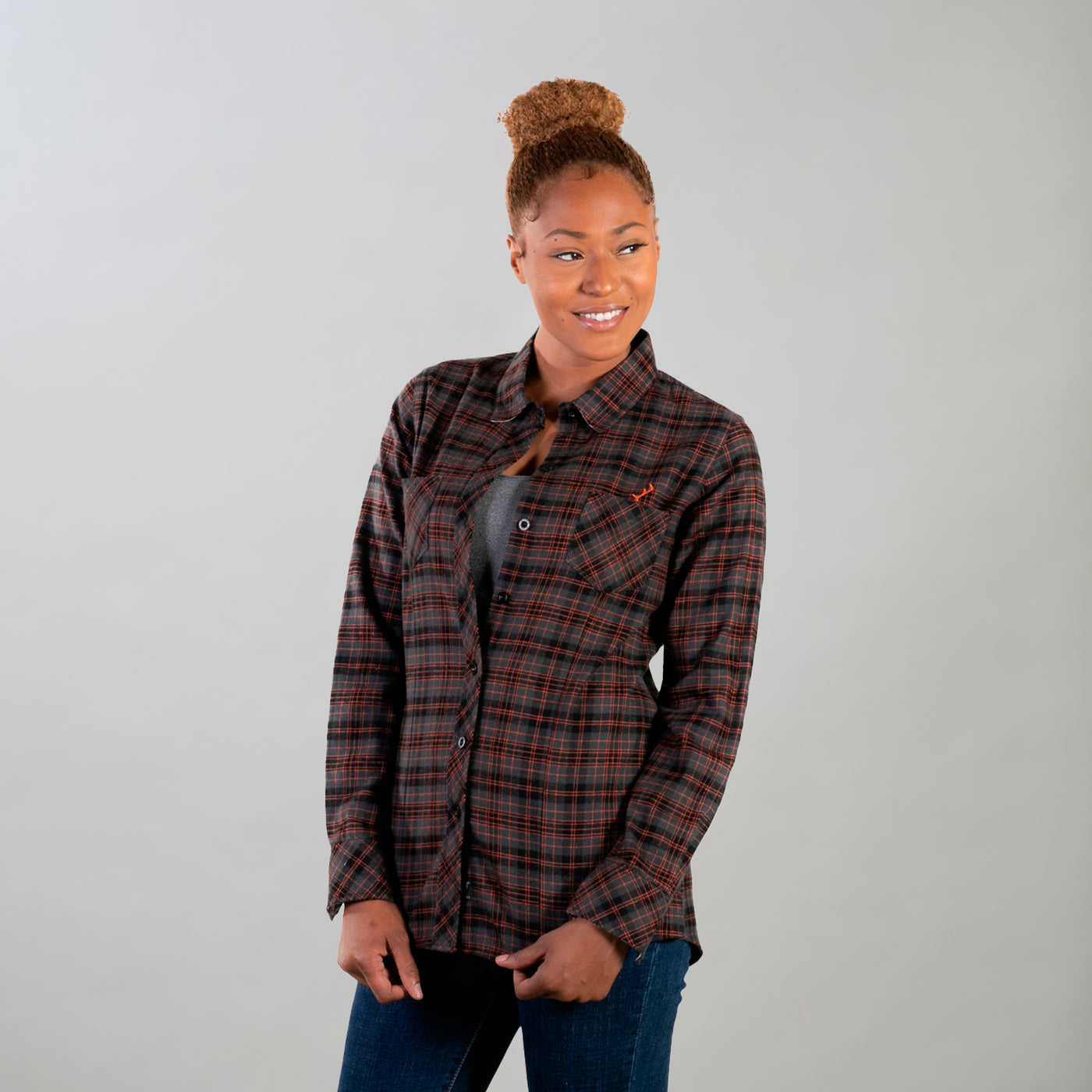 Women's Every Day Flannel Shirt- Clark Orange