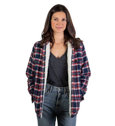 Women's Northwood Sherpa Insulated Flannel Jacket- Eagle Blue