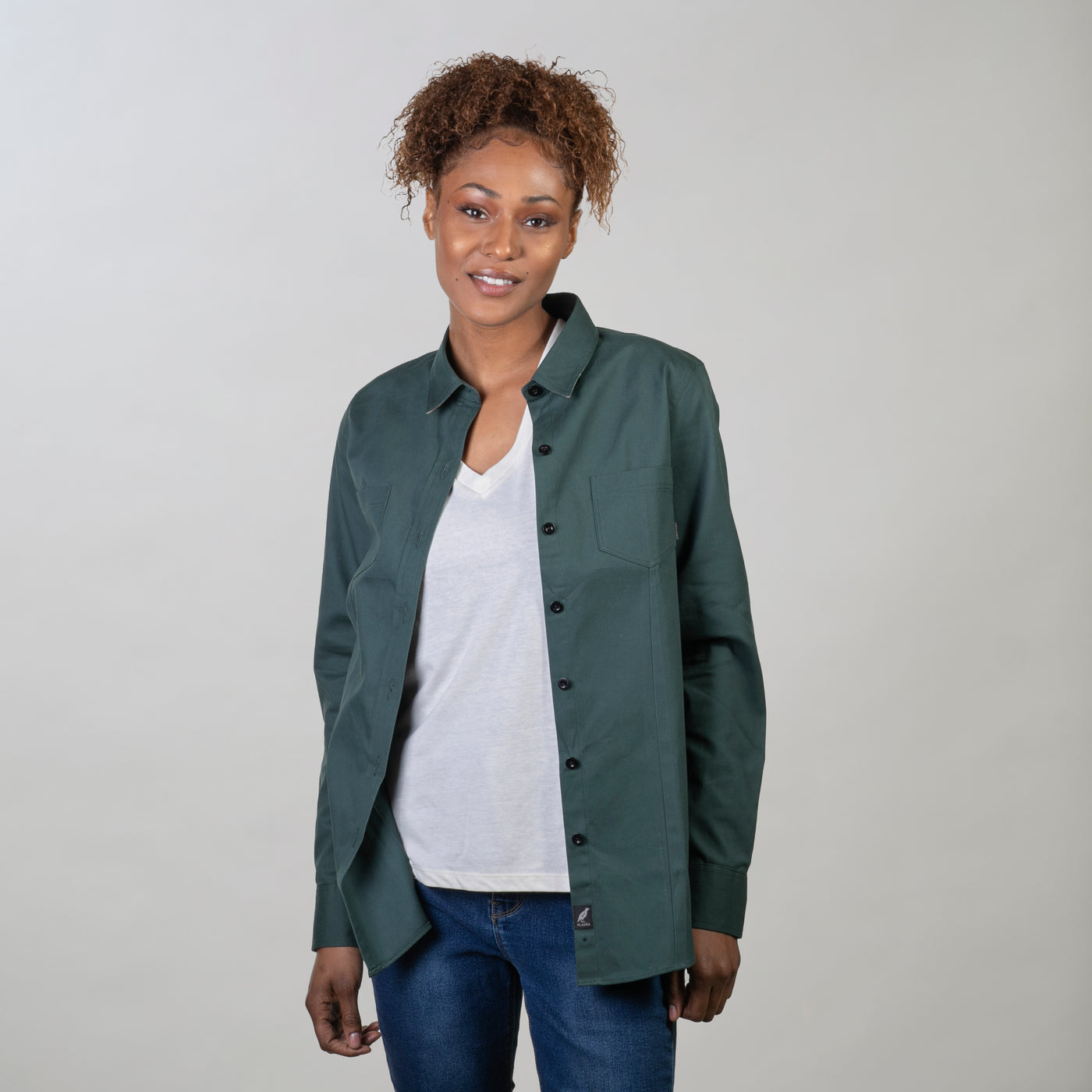 Women's Leon Workhorse Shirt- Fir Green Pincord