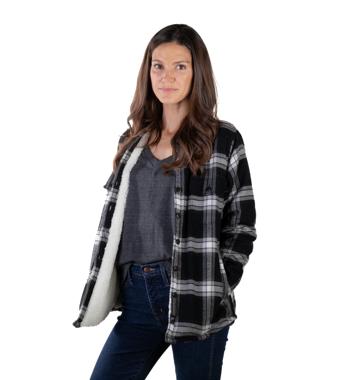 Women's Northwood Sherpa Insulated Flannel Jacket- RP Onyx Black