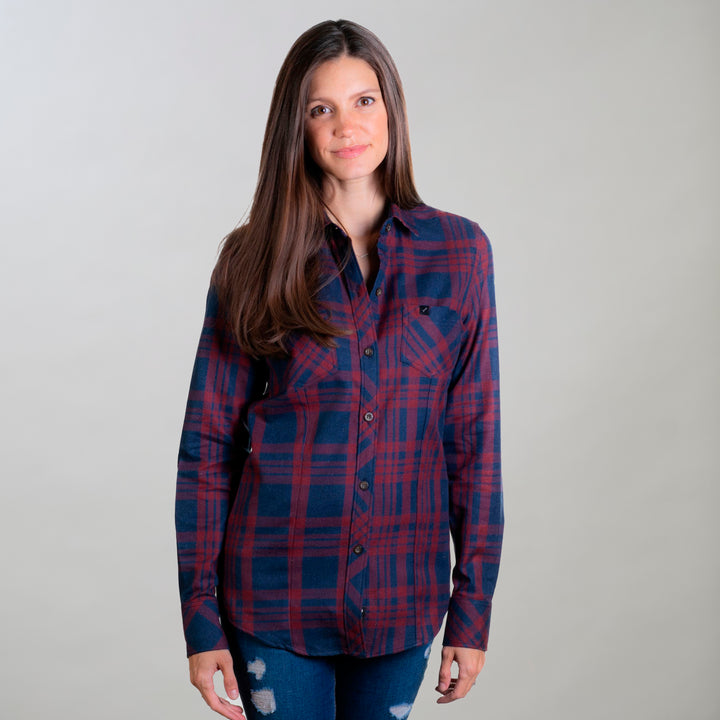 Women's Cedar Every Wear Flannel Shirt- River Red X-Small