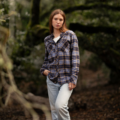 Women's Every Day Flannel Shirt- Aster Blue