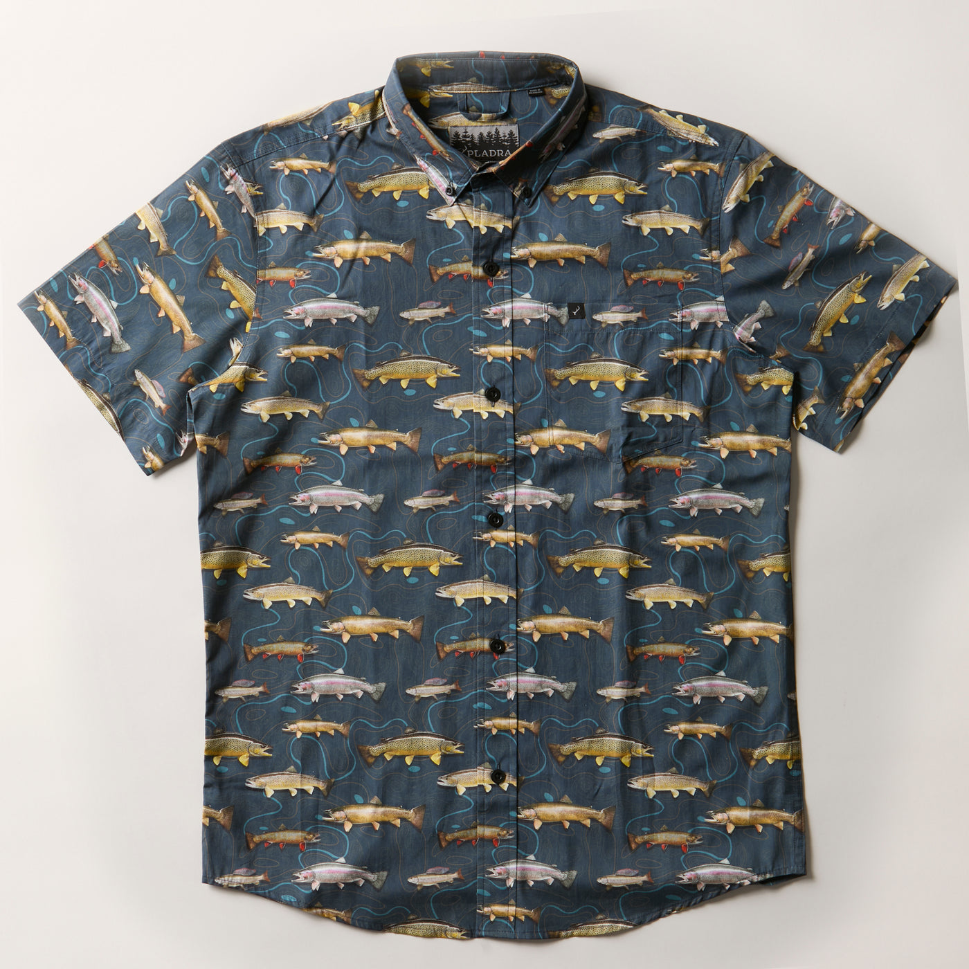 Men's S/S Printed Outdoor Aloha Shirt - Western Trout