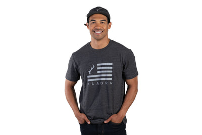 Men's Tri-Blend Flag Graphic Tee- Charcoal Grey Heather