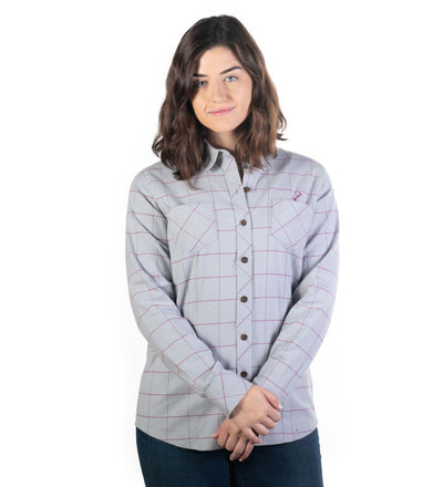 Women's Every Day Stretch Flannel Shirt- Huckleberry Grey