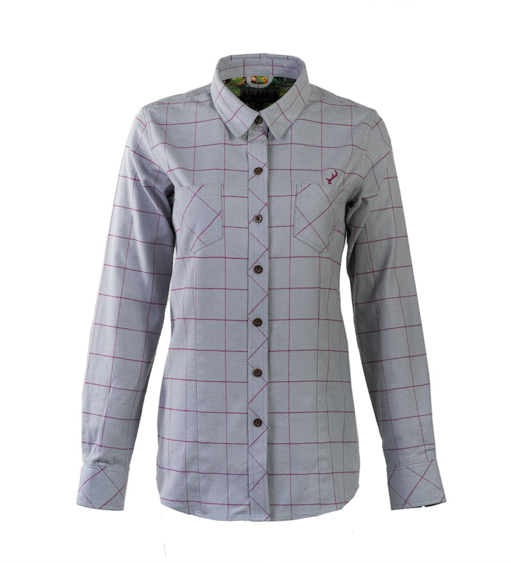 Women's Every Day Stretch Flannel Shirt- Huckleberry Grey
