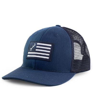 Flag Trucker Hat- Navy Blue