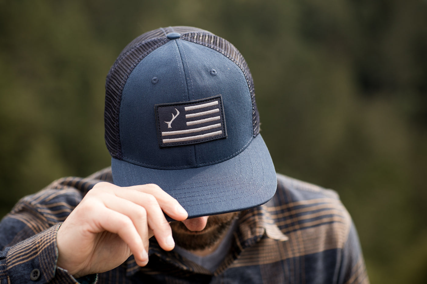 Flag Trucker Hat- Navy Blue