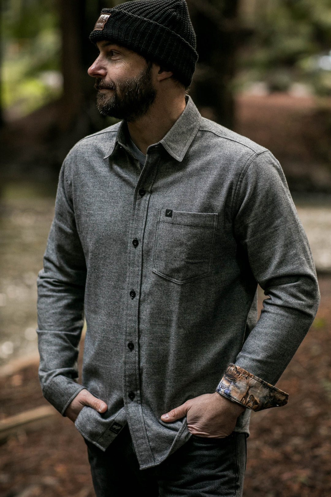 Men's Charcoal Heather Cascade Shirt Solid Mid-weight – Pladra