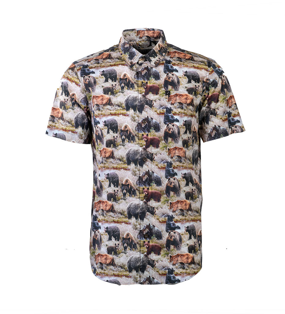 Men's S/S Printed Outdoor Aloha Shirt | Fall Bears | – Pladra