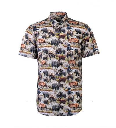 Men's S/S Printed Outdoor Aloha Shirt - Bears