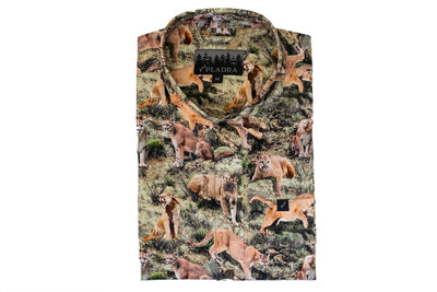 Men's S/S Printed Outdoor Aloha Shirt - Mountain Lions
