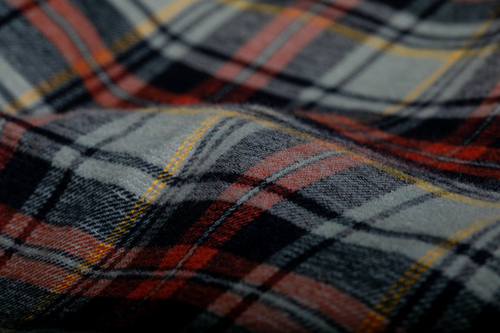 Close-up of soft plaid fabric from Pladra&