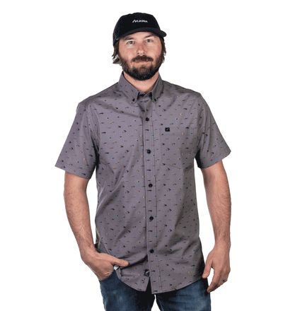 Men's S/S Printed Outdoor Aloha Shirt - Steelhead Flies