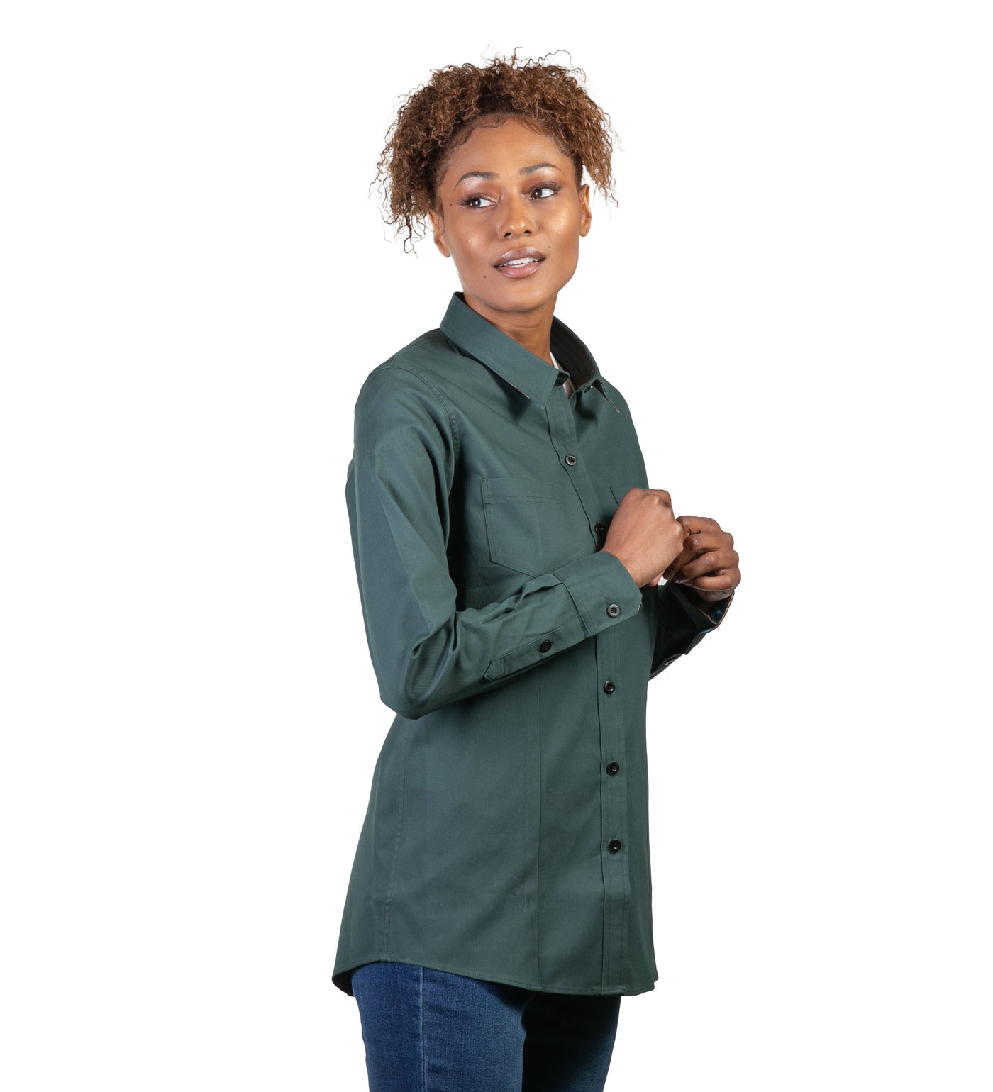 Women's Leon Workhorse Shirt- Fir Green Pincord