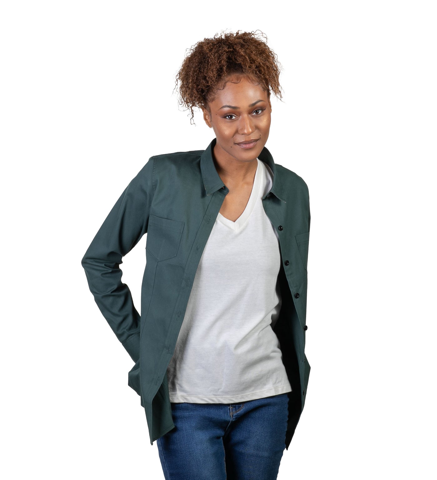 Women's Leon Workhorse Shirt- Fir Green Pincord