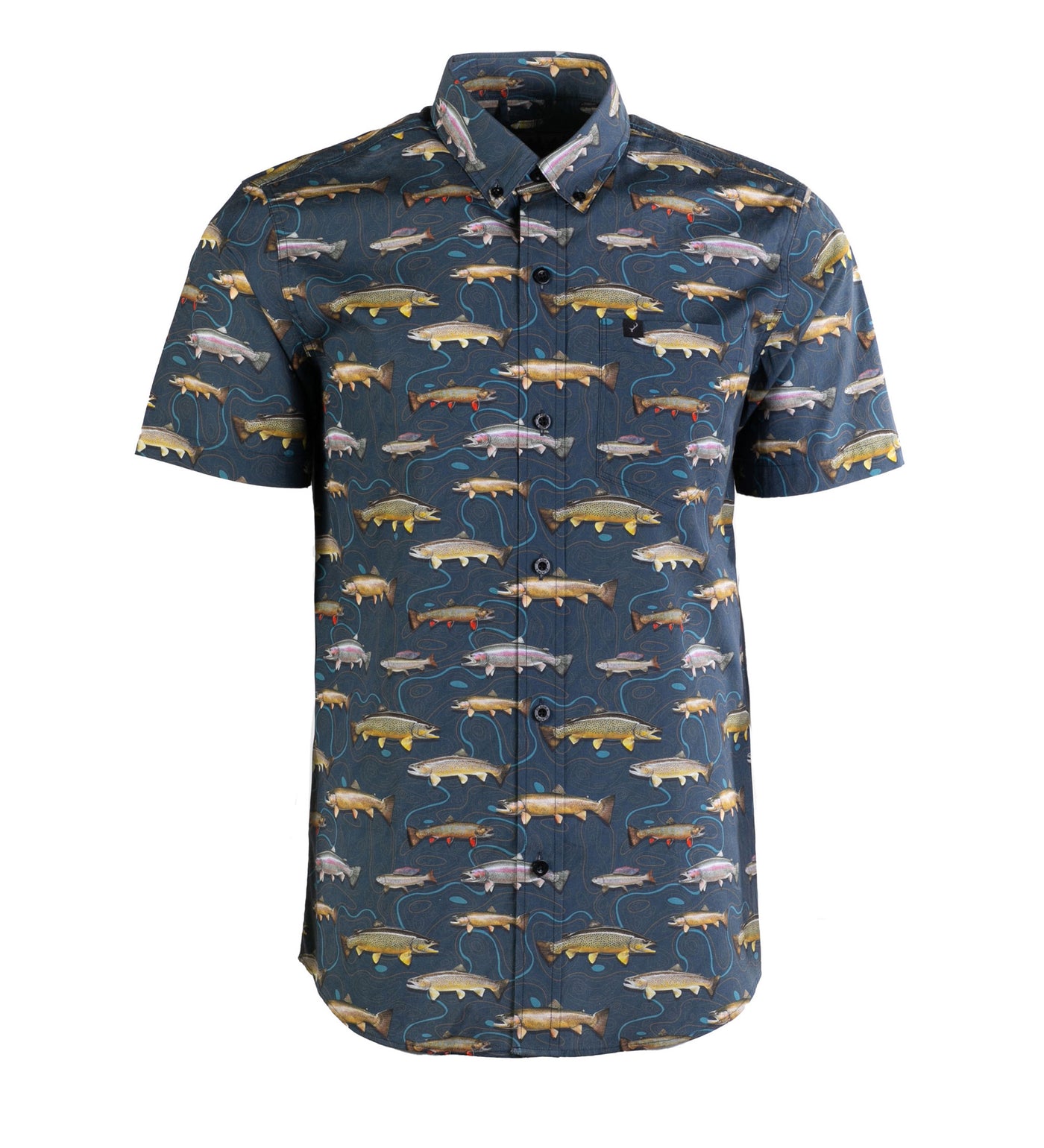 Men's S/S Printed Outdoor Aloha Shirt - Western Trout